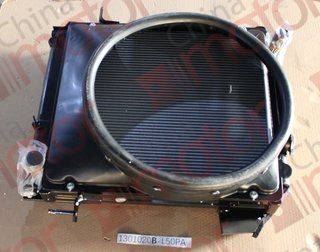 Радиатор двигателя QINGLING QL1080AK в сборе c диффузором D480 (соты 480x510) (dпатрубка=39)